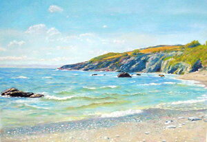 油絵 Arthur Hughesの名作_イギリス・コーンウォールの海岸 MA516