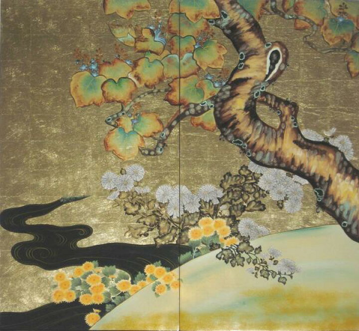 楽天市場】漆絵 酒井抱一の名作「桐菊流水図」 nh58 : 絵画制作専門 