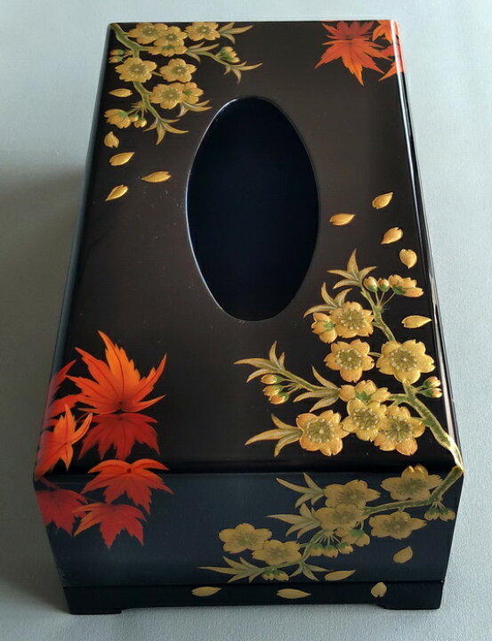 楽天市場】特製 漆絵ティッシュボックス「桜」と「もみじ」 tb8 : 絵画 