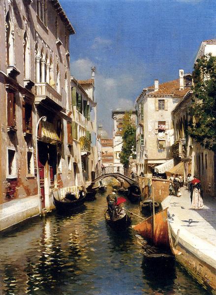楽天市場】油絵 Emilio Sanchez Perrier_ ベネチアの水路 MA956 : 絵画
