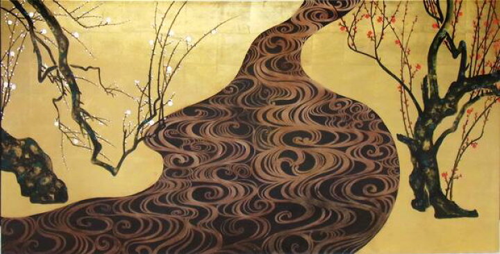 楽天市場】漆絵 尾形光琳の名作_紅白梅図 NH68 : 絵画制作専門  