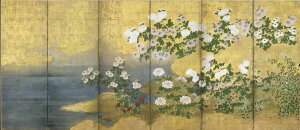 漆絵　秋の花々図（菊、牡丹、萩） nh249