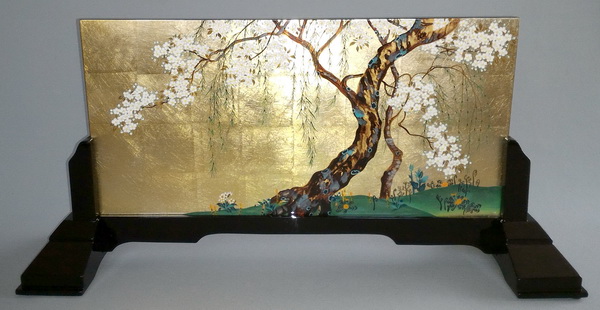 漆絵 専用スタンド付 酒井抱一の名作「桜図」 日本画