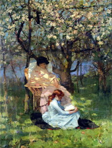 油絵 Sir John Lavery_ 果樹園での療養 MA1643