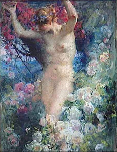 楽天市場】油絵 Antoine Calbet_ バラと裸婦 ma1819 : 絵画制作専門