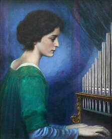 油絵 Georg von Hoesslin_ パイプオルガンを弾く若い女　MA2053