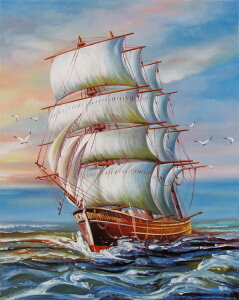 油絵 帆船 ma2906b