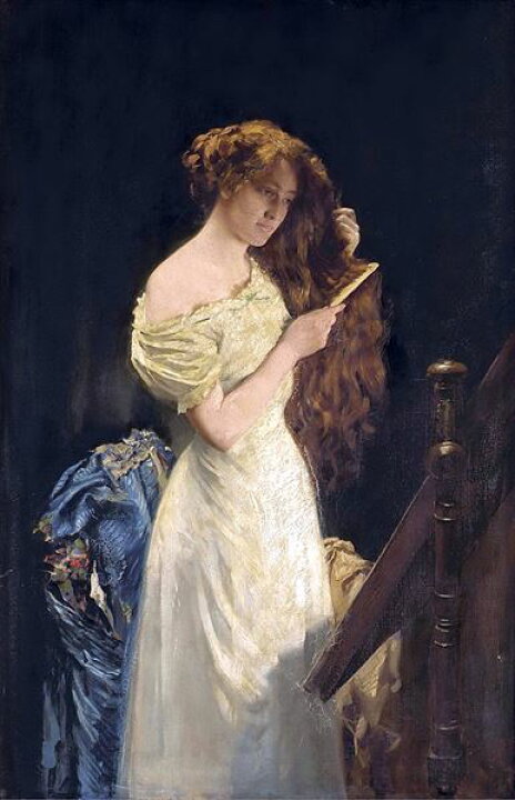 楽天市場】油絵 Thomas Benjamin Kennington_髪をとかす女 ma2412 