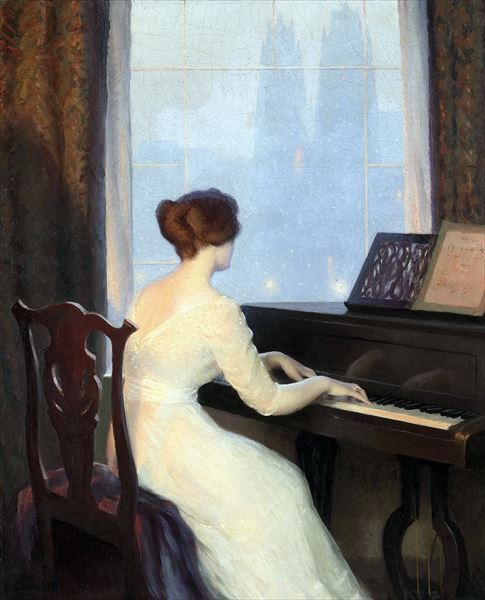 楽天市場】油絵 William Worcester Churchill_ピアノを奏でる女 MA2462
