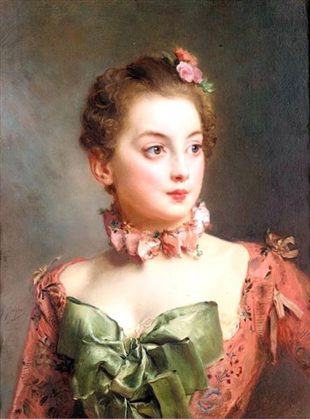 全商品オープニング価格 名画 絵画 レビューを書けば送料当店負担 油絵 Jacquet_女の肖像 Gustave Jean