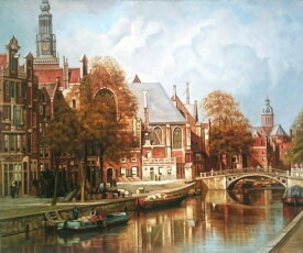 油絵 Klinkenberg Johannes Christiaan Karelの名作_聖ニコラス教会の風景　MA703