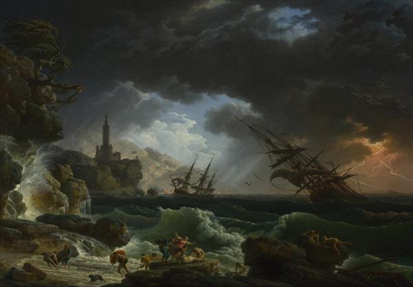 油絵 クロード・ジョセフ・ヴェルネの名作_嵐の海の難破船 | 絵画制作専門ユーラシアアート