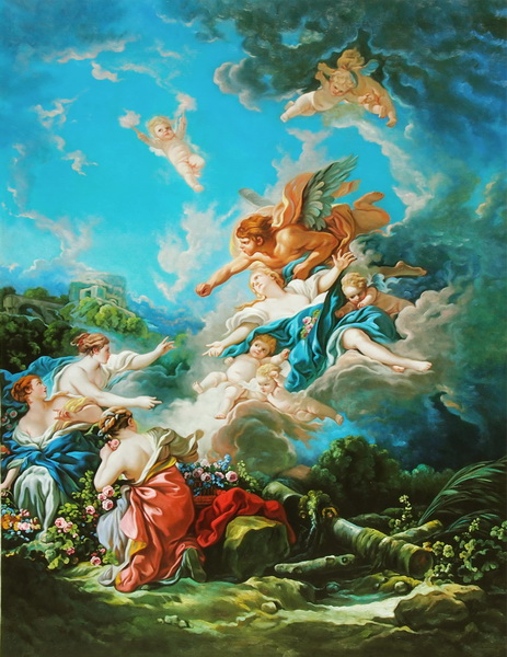 油絵 ブーシェの名作 オレイテュイアを奪うボレアス　   絵画制作専門ユーラシアアート