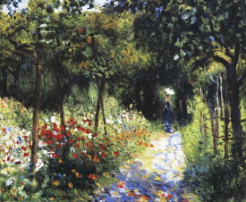 油絵 ルノワールの名作_ 花咲く小道　ma1634
