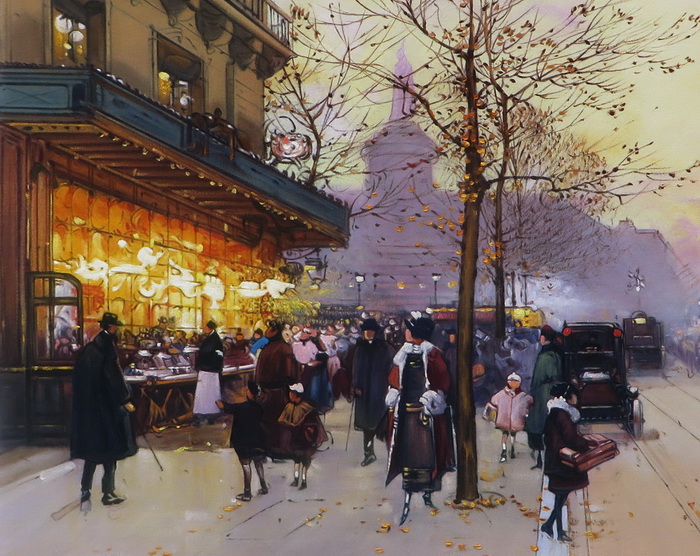 楽天市場】油絵 Eugene Galien-Laloue_ パリの夕暮れ MA654 : 絵画制作