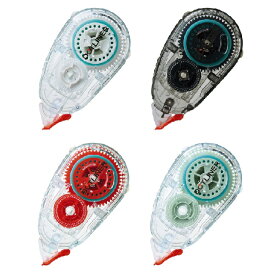 コクヨ　テープのり ドットライナー　本体・TM　TRANSPARENT MECHANISM　ホワイト ブラック レッド グリーン