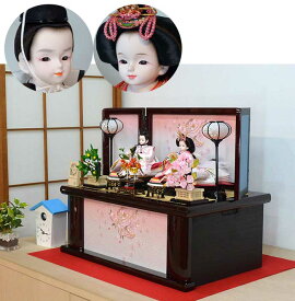 かわいい雛人形【プリンセス雛人形】収納セット　桜にまり　ピンク刺繍雛　（30-3308）