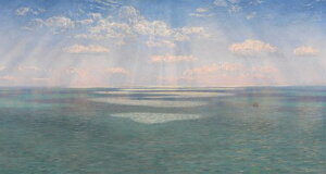 手描き 油絵 複製画 ジョン・ブレッド「ドーセット州の崖から見えるイギリス海峡」 額付き 送料無料