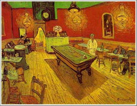 手描き 油絵 複製画　フィンセント・ファン・ゴッホ「夜のカフェ」額付き 送料無料