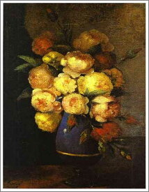 手描き 油絵 複製画　アンリ・ファンタン＝ラトゥール「花瓶の牡丹」 額付き 送料無料