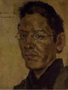 手描き 油絵 複製画 岸田劉生「自画像」 F8(45.5×38.0cm) サイズ 額付き 送料無料