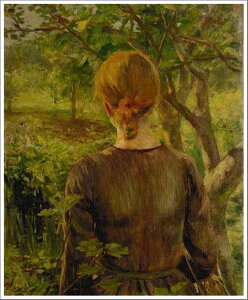 手描き 油絵 複製画 黒田清輝「赤髪の少女」 F8(45.5×38.0cm) サイズ 額付き 送料無料