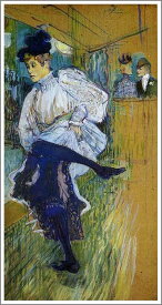 手描き 油絵 模写 複製画 ロートレック「踊るジャンヌ・アヴリル」 F15(65.2×53.0cm)サイズ 額付き 送料無料