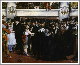 手描き 油絵 模写 複製画 エドゥアール・マネ「オペラ座の仮面舞踏会」 F15(65.2×53.0cm)サイズ 額付き 送料無料