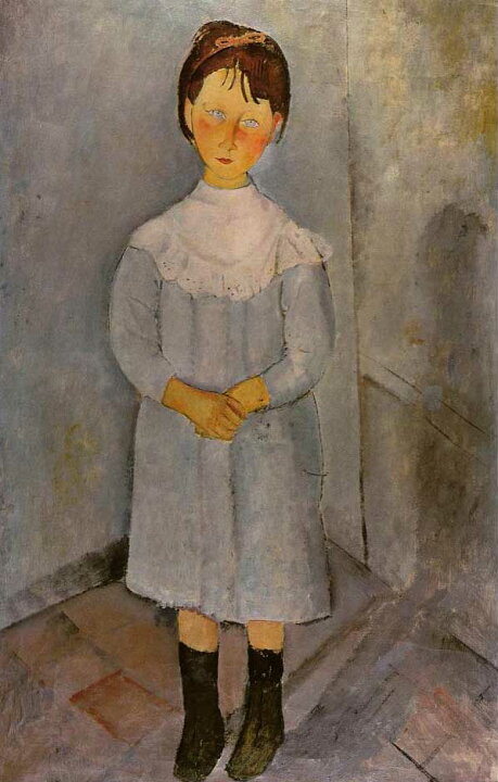 楽天市場】手描き 油絵 複製画アメデオ・モディリアーニ「青い服の少女 