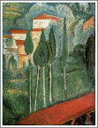 手描き 油絵 模写 複製画 アメデオ・モディリアーニ「南フランスの風景」 F12(60.6×50.0cm)サイズ 額付き 送料無料