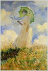 手描き 油絵 模写 複製画 クロード・モネ「日傘を差す女（左向き）」 F15(65.2×53.0cm)サイズ プレゼント ギフト 贈り物 名画 オーダーメイド 額付き