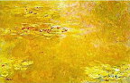 手描き 油絵 複製画　クロード・モネ「睡蓮～黄金色～」額付き 送料無料