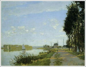 手描き 油絵 複製画 クロード・モネ「アルジャントゥイユの散歩道」 F8(45.5×38.0cm) サイズ 額付き 送料無料