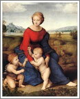 手描き 油絵 複製画　ラファエロ・サンティ「ベルヴェデーレの聖母」 額付き 送料無料