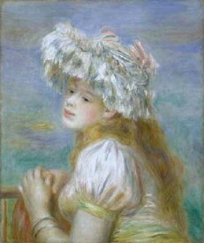 手描き 油絵 模写 複製画 ルノアール（ルノワール）「レースの帽子の少女」 F15(65.2×53.0cm)サイズ プレゼント ギフト 贈り物 名画 オーダーメイド 額付き