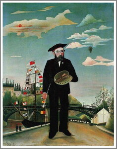 手描き 油絵 複製画アンリ・ルソー「私自身、肖像=風景」 額付き 送料無料