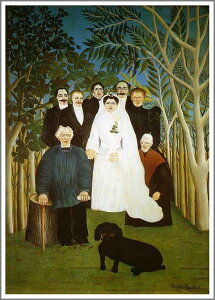 手描き 油絵 模写 複製画 アンリ・ルソー「婚礼」 F12(60.6×50.0cm)サイズ 額付き 送料無料