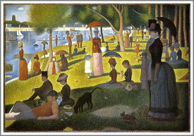 手描き 油絵 複製画 模写 ジョルジュ・スーラ「グランド・ジャット島の日曜日の午後」 F20(72.7×60.6cm)サイズ 額付き 送料無料