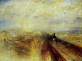 手描き 油絵 複製画　ウィリアム・ターナー「雨、蒸気、速度　グレート・ウェスタン鉄道」額付き 送料無料