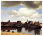 手描き 油絵 複製画 模写 ヨハネス・フェルメール「デルフトの眺望」 F20(72.7×60.6cm)サイズ 額付き 送料無料