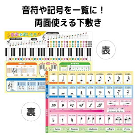 ピアノ 音楽 音符 下敷き A4サイズ 裏表で1枚 おもちゃ 知育 学習玩具 記号 小学校受験 幼児 学校 学習 日本製