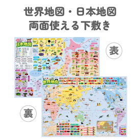 日本地図 世界地図 下敷き A4サイズ 裏表で1枚 おもちゃ 知育 学習玩具 記号 小学校受験 幼児 学校 学習 学習ポスター 日本製