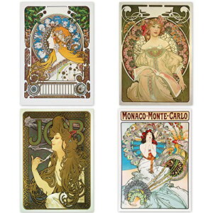 ポスター アルフォンス ミュシャ 黄道十二宮 夢想 job ジョブ モナコ モンテ カルロ 4枚セット A3 サイズ 【 日本製 】 アート ポスター アートポスター アートパネル インテリア おしゃれ 絵画