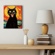＜ニャンコの叫び2_F3＞ ムンクの叫び　世界の名画と猫 軽量 手軽に飾れる 高画質 高級感 パロディ アー…