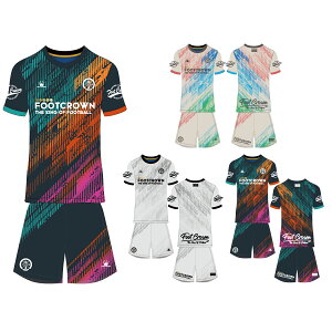 フットクラウン プラシャツ 上下セット スラッシュエッジデザイン サッカー フットサル ウェア 半袖 長袖 ジュニア メンズ 大きいサイズ