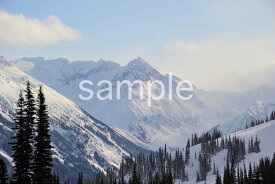 風景写真ポスター アラスカ フェアバンクス 冬の雪原 真っ白な世界に聳え立つ山々 pst-431