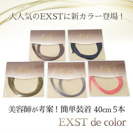【新カラー登場】EXST de color 長さリニューアル！カラーエクステ 髪 メッシュ エクステ つけ毛 カラー 人毛 ダンス ストレート えくすて ヘアエクステ 付け毛 毛 耐熱 ゴム エクステンション ナチュラル ワンポイント （約40cm）5本入