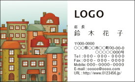 【送料無料】カラーデザイン名刺　ショップカード　印刷　作成【100枚】ロゴ入れ可　絵本　ポップ　かわいい　picturebook001