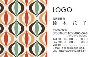 【送料無料】カラーデザイン名刺 ショップカード 印刷 作成【100枚】ロゴ入れ可 レトロ カラフル spaceage001