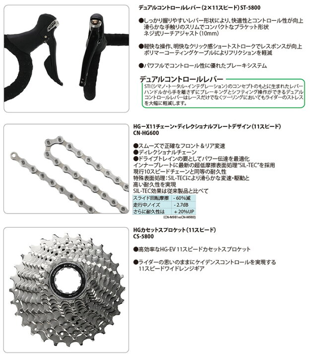 楽天市場】シマノ105 5800コンポーネント8点セット11スピード自転車 